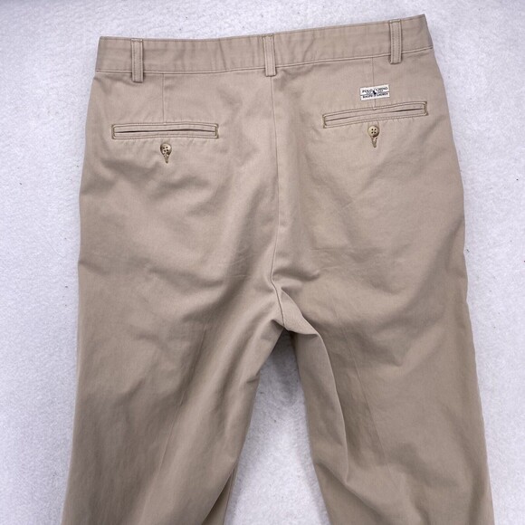 Polo Ralph Lauren Pants Men's 33x30 Khaki Tan Chino Hampton Relaxed Fit Pleated - Picture 7 of 16
